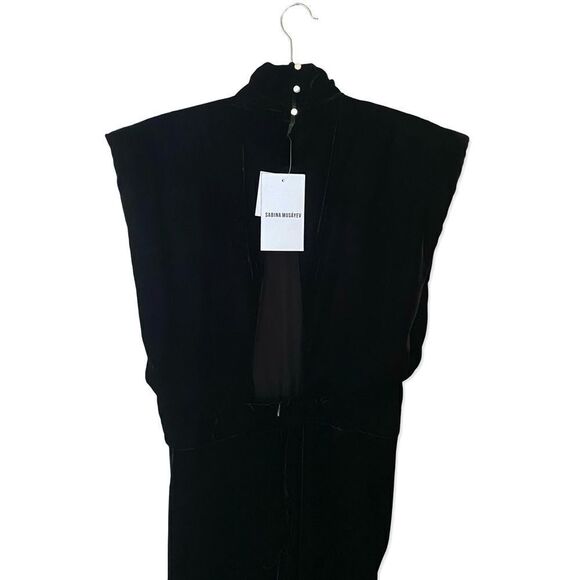 Sabina Musayev Leda Midi Dress Black Velvet open back goddess gown Revolve L - Picture 10 of 16